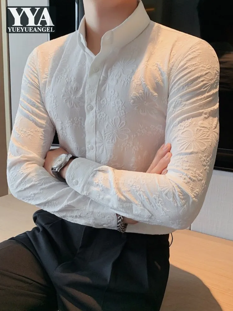 Рубашка мужская с длинным рукавом, модная Повседневная блуза Slim Fit, однобортная с тиснением, топ с цветочным принтом, весна-осень
Рубашка мужская с длинным рукавом, модная Повседневная блуза Slim Fit, однобортная с тиснением, топ с цветочным принтом, весна-осень