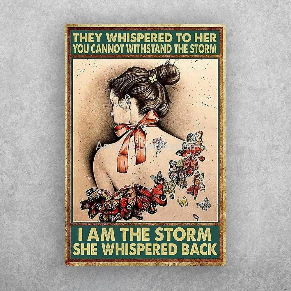 Dreacoss Vintage Metal Tin Sign Hippie Butterfly Back View Girl I Am The Storm She Whispered Back Satin Poster Retro Wall Decor
Dreacoss Vintage Metal Tin Sign Hippie Butterfly Back View Girl I Am The Storm She Whispered Back Satin Poster Retro Wall Decor