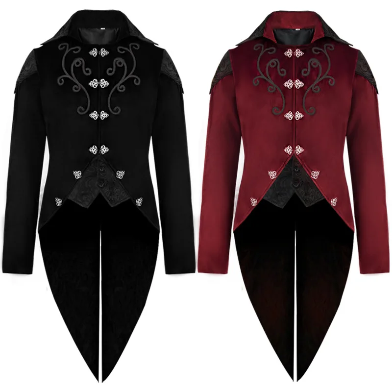 

Adult Men Medieval Victorian Costume Tuxedo Gentlema Tailcoat Gothic Steampunk Trench Coat Frock Outfit Overcoat Uniform