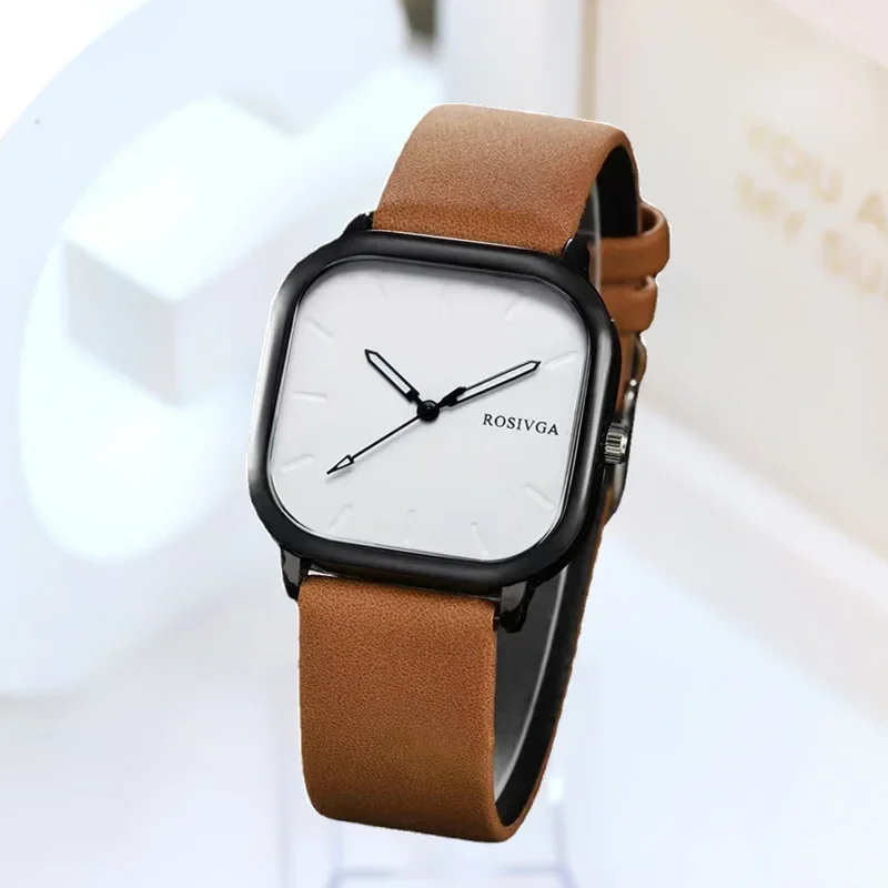 

2024 Fashion Watch Simple Square Dial PU Leather Quartz Men Business Watch Wristwatch for Men Clock for Women Montre Homme