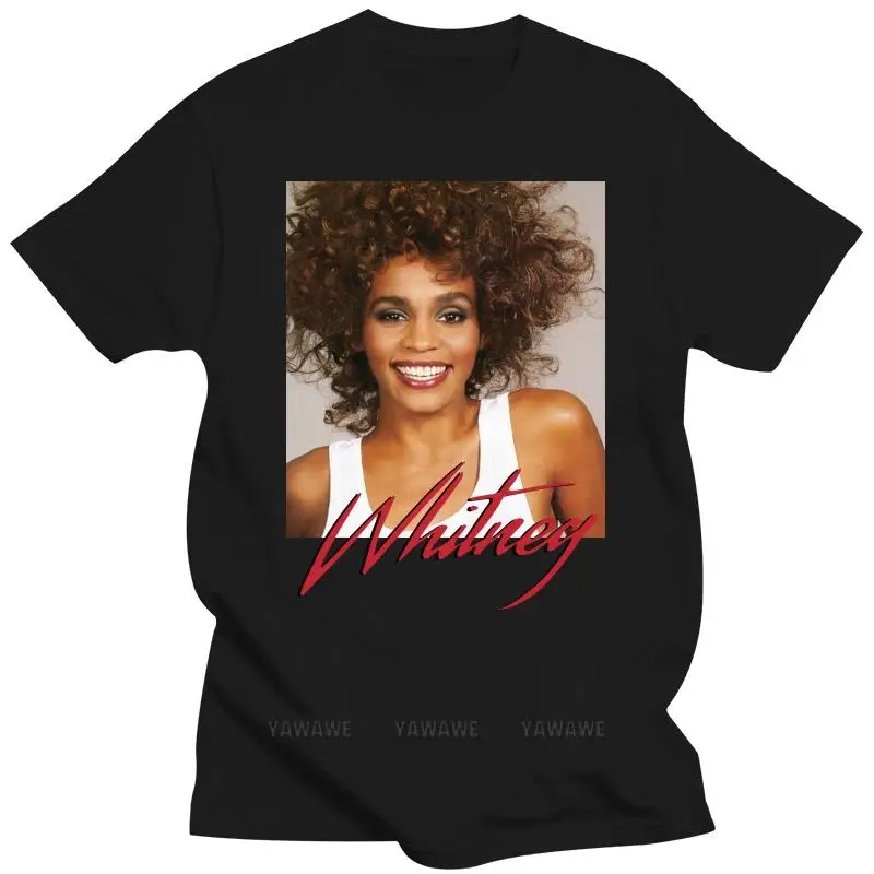 

Black t shirt for male summer brand tee-shirt Whitney Houston Official Smile Signature T Shirt teenager tee shirt fashion top