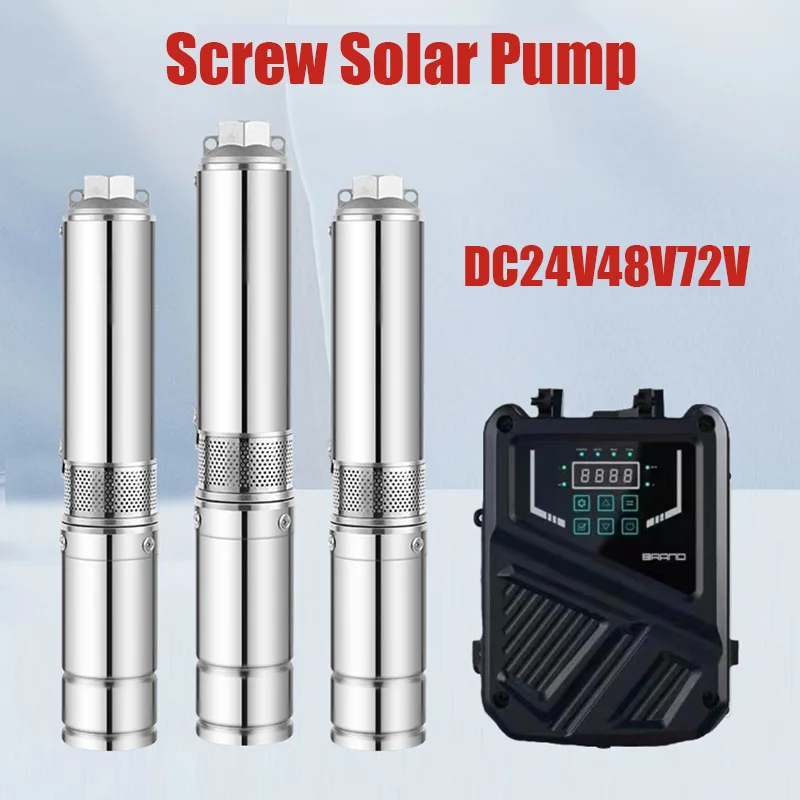 

48V 72V 110V Solar Panel Screw Pump 750W 1100W 1500W Submersible Deep well Pump With Controller For Deep Well Irrigation