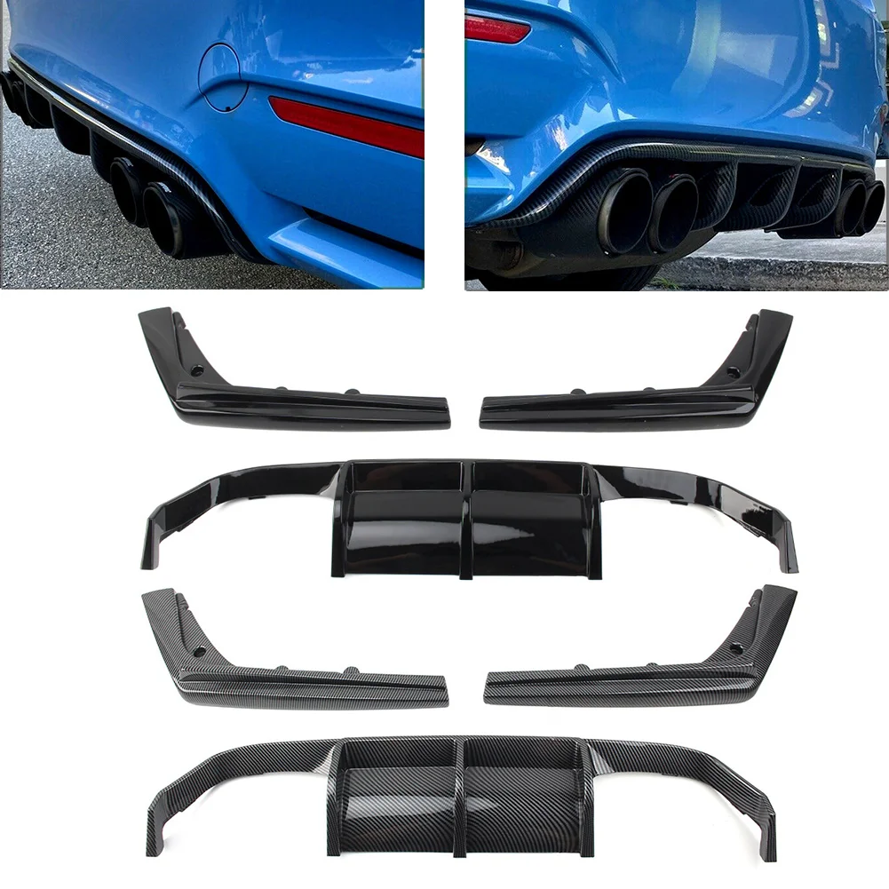 

3Pcs Car Rear Bumper Diffuser Spoiler Lip Body Kit For BMW F80 M3 F82 F83 M4 2015 2016 2017 2018 2019 2020 Glossy Black/Carbon