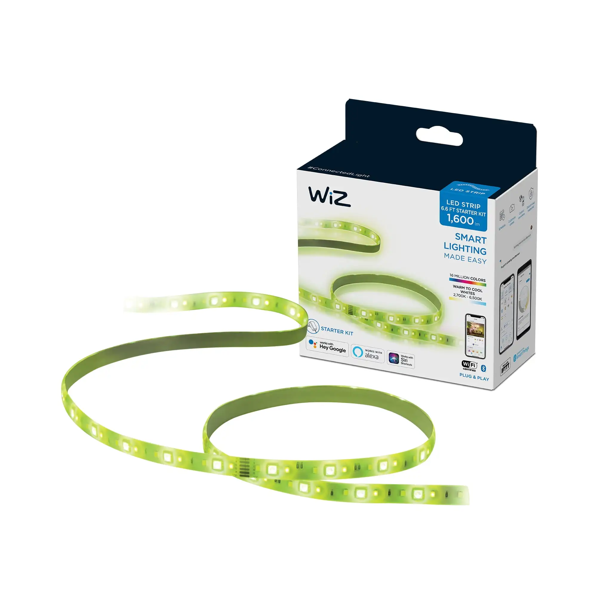 Connected Smart LED Color Light Strip Starter Kit 2M/6ft + Extension 1M/3ft, 16 Million Colors, Plug Included, No Hub Required
Connected Smart LED Color Light Strip Starter Kit 2M/6ft + Extension 1M/3ft, 16 Million Colors, Plug Included, No Hub Required