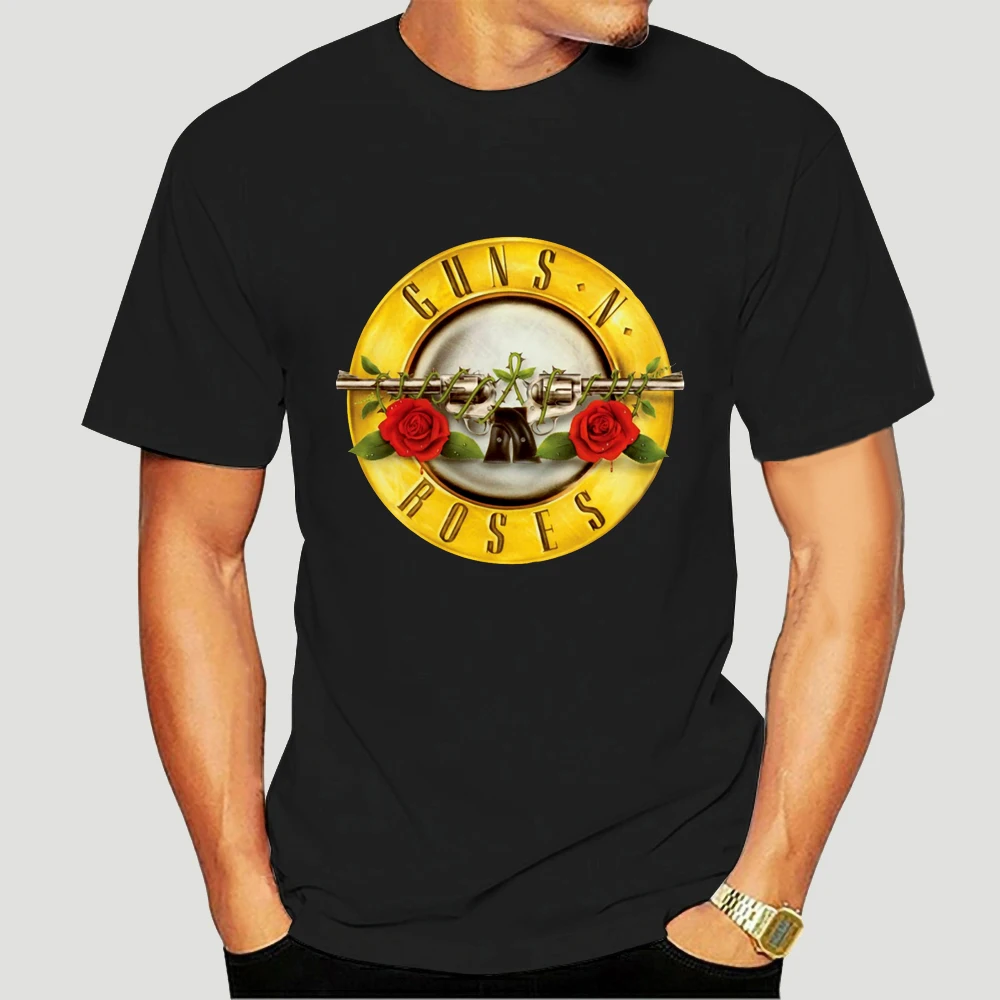 Фото Футболка Guns N Roses классический логотип пуля Черная Мужская футболка рок-лодочка