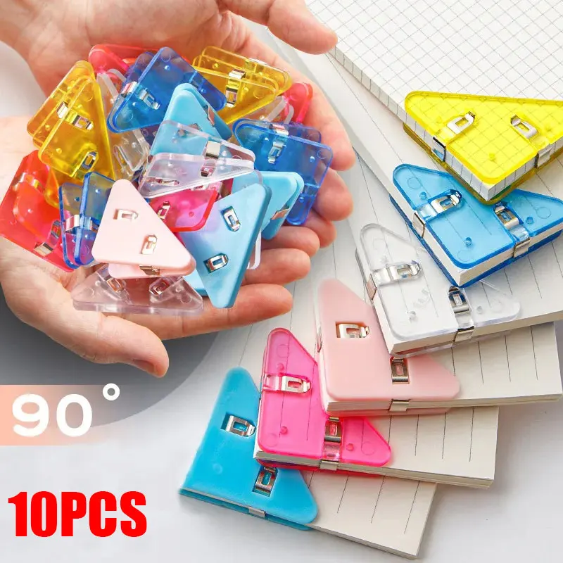 

10Pieces/Sets Binders Triangle Clip Bill Book Paper Corner Clamp Stationery Transparent School Supplies Office Desk Accessorie