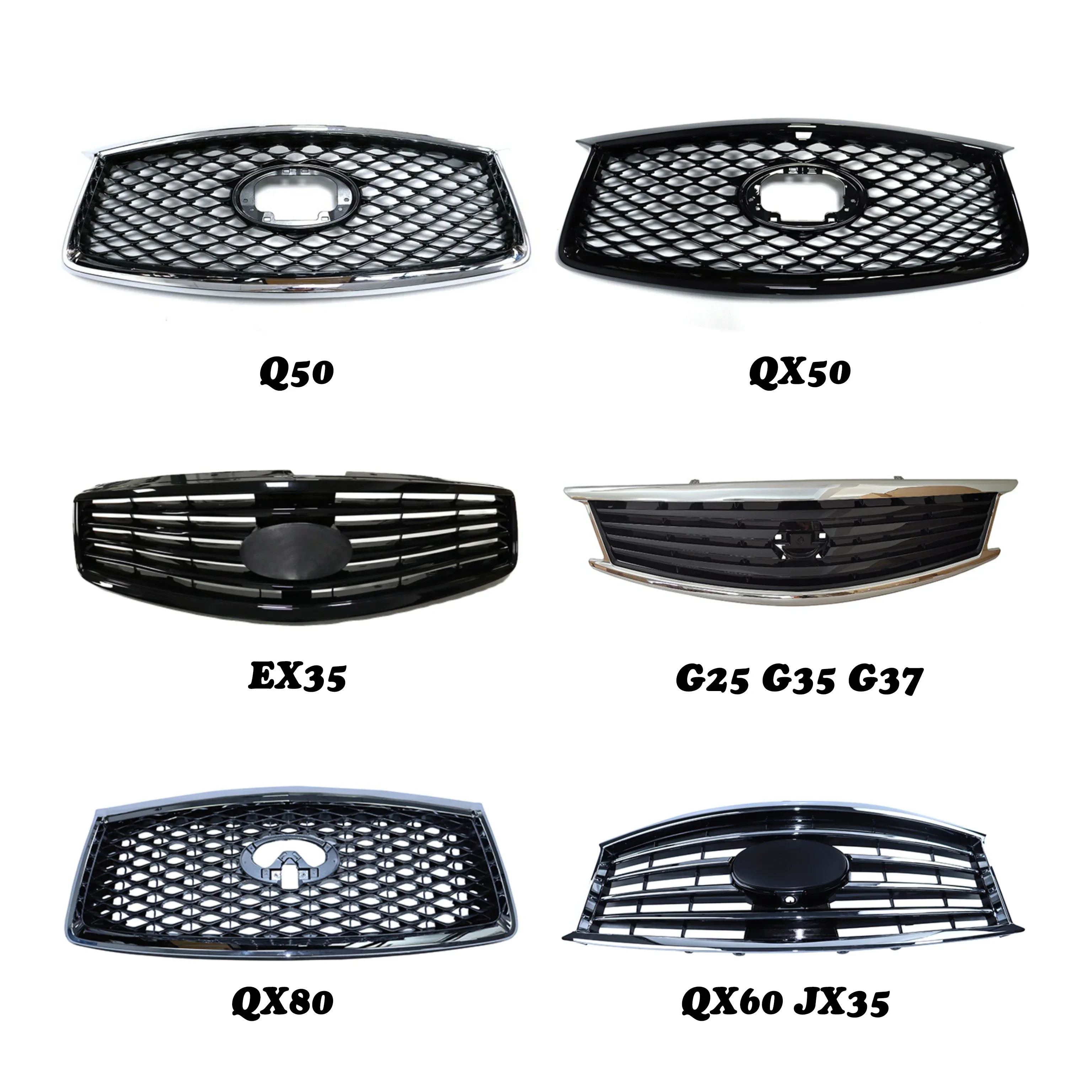Car Bumper Grille for Infiniti Q50 QX50 QX60 QX80 EX35 JX35 G25 G37 Glossy Black Chrome Carbon Fiber Look Vehicle Spare Parts
Car Bumper Grille for Infiniti Q50 QX50 QX60 QX80 EX35 JX35 G25 G37 Glossy Black Chrome Carbon Fiber Look Vehicle Spare Parts