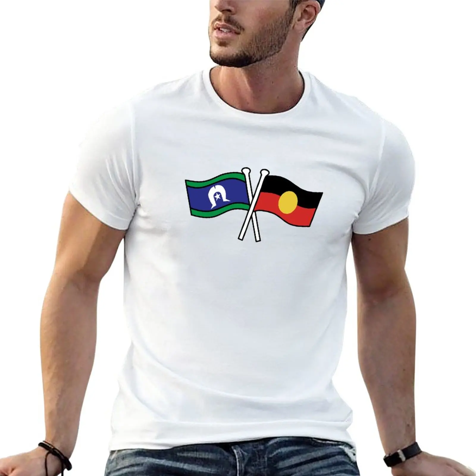 

New Torres Strait Islands and aboriginal flags T-Shirt funny t shirt quick drying shirt clothes for men