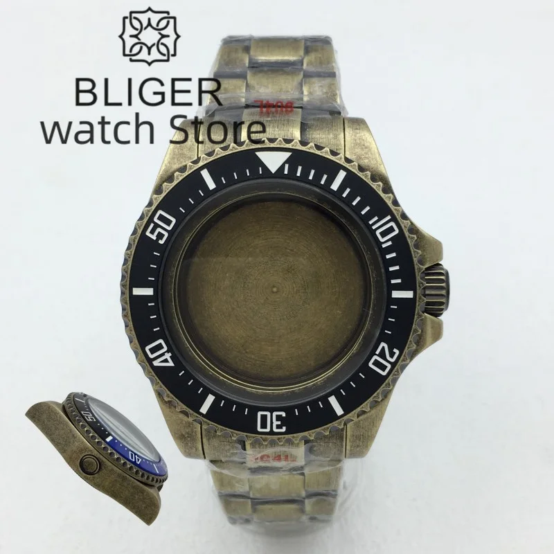 

BLIGER 43mm Bronze case Oyster bangle Dome sapphire glass fit NH34 NH35 NH36 ETA2824 PT5000 movement