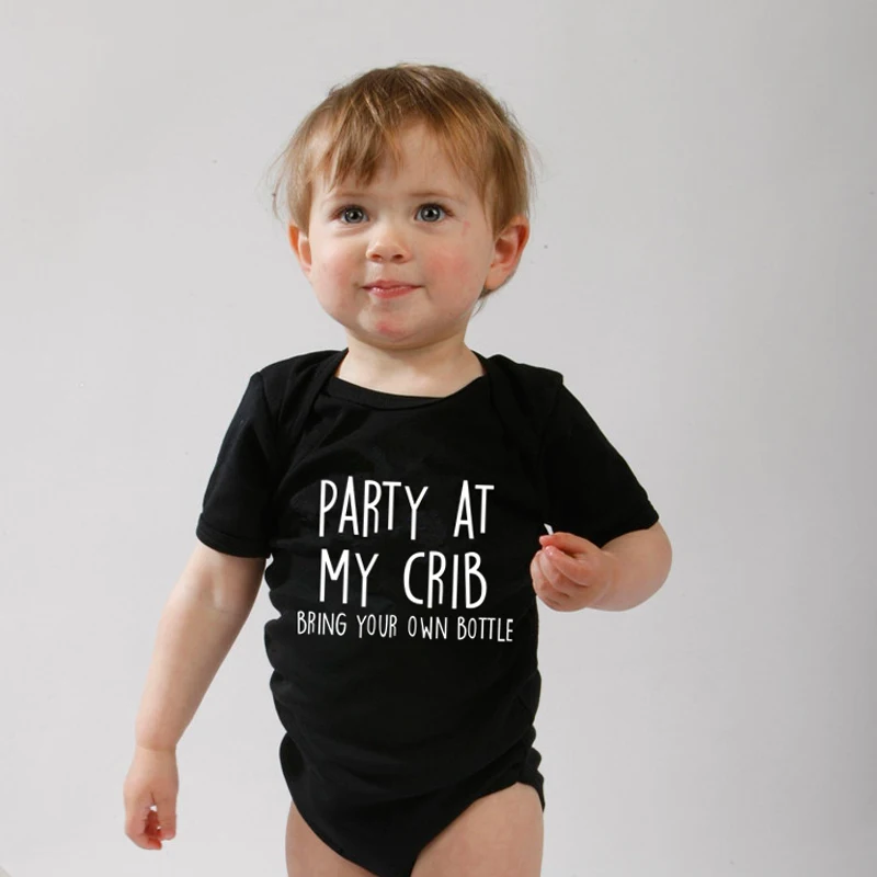 Party at My Crib Baby Boy Girl Clothes 0-24M Newborn Infant Bodysuit Funny Baby Clothes Casual Short Sleeve Playsuit Rompers
Party at My Crib Baby Boy Girl Clothes 0-24M Newborn Infant Bodysuit Funny Baby Clothes Casual Short Sleeve Playsuit Rompers