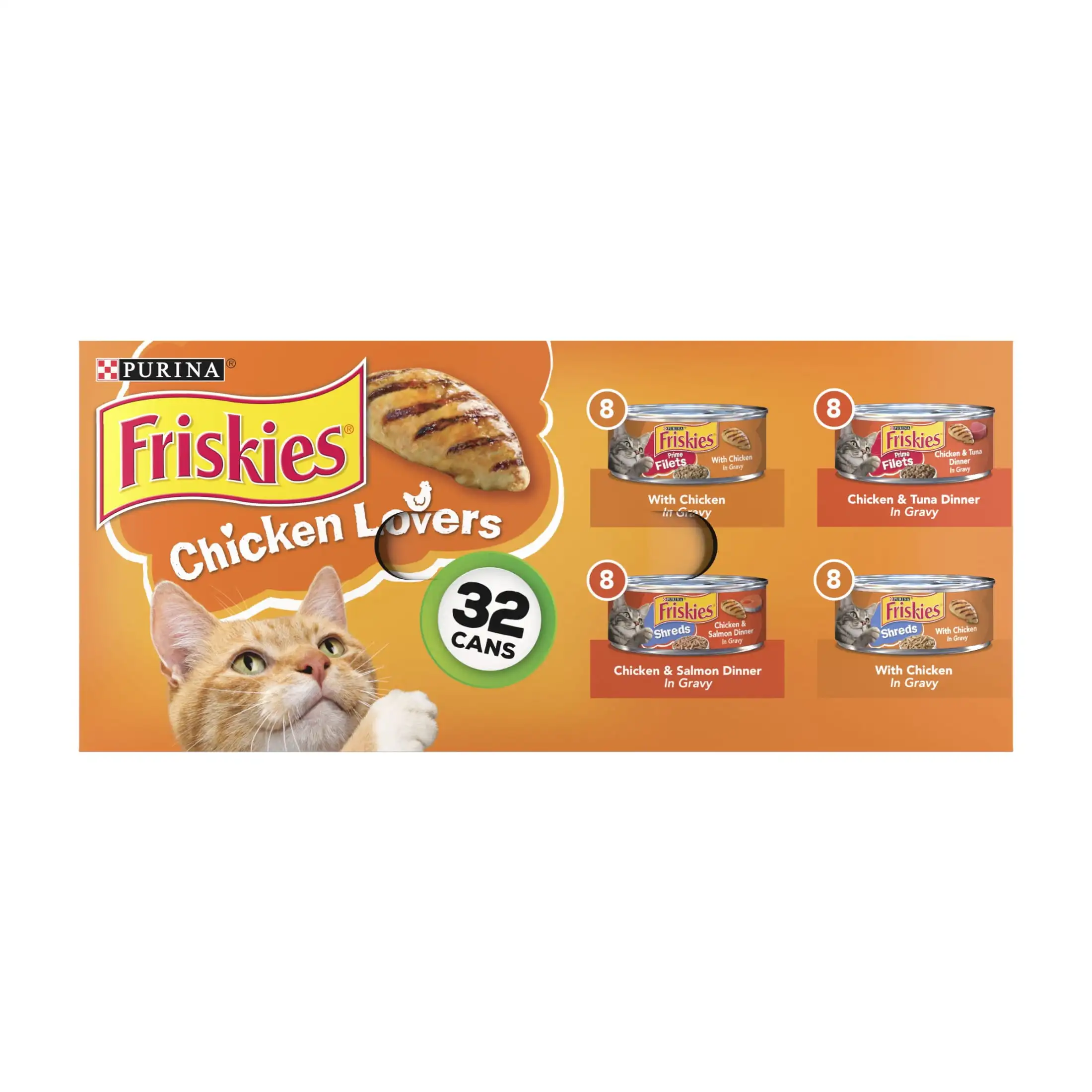 Purina Friskies Pate Wet Cat Food for Adult Cats, Soft Chicken Lovers Variety Pack, 5.5 oz Cans (32 Pack)
Purina Friskies Pate Wet Cat Food for Adult Cats, Soft Chicken Lovers Variety Pack, 5.5 oz Cans (32 Pack)