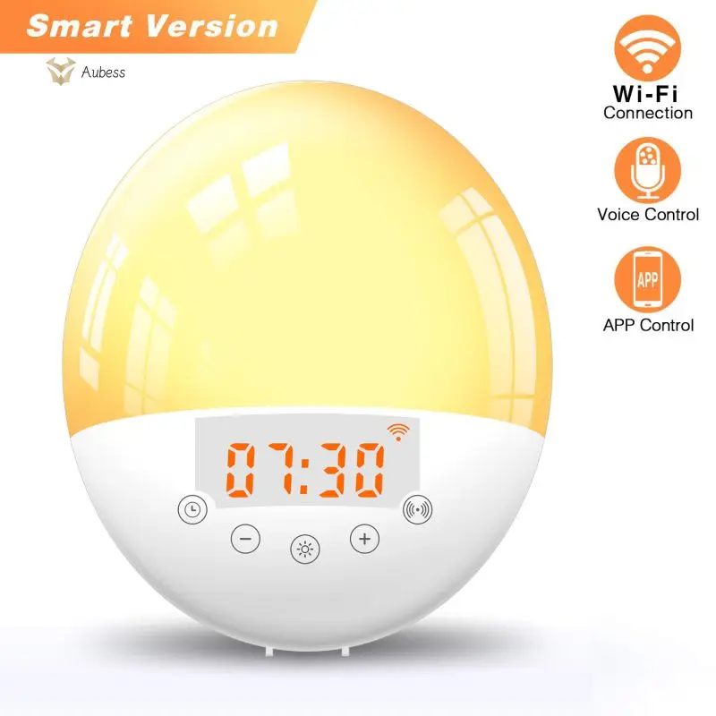 WiFi Smart Wake Up Light Workday Clock Sunrise/ Simulation 2 Alarms Works With Alexa Home Tuya App Remote Control
WiFi Smart Wake Up Light Workday Clock Sunrise/ Simulation 2 Alarms Works With Alexa Home Tuya App Remote Control
