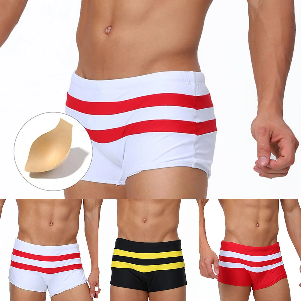 

Men Swim Trunks Boxer Briefs Board Surf Beach Shorts With Cup Swimwear Low Rise Summer M-2XL Outdoor Water Sports Accessories