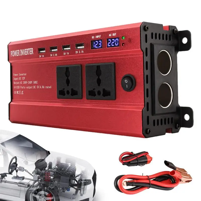 

Modified Sine Wave Power Inverter 1200W Power Inverters For Car Car Inverter With USB Car Adapter And Dual LCD Digital Display