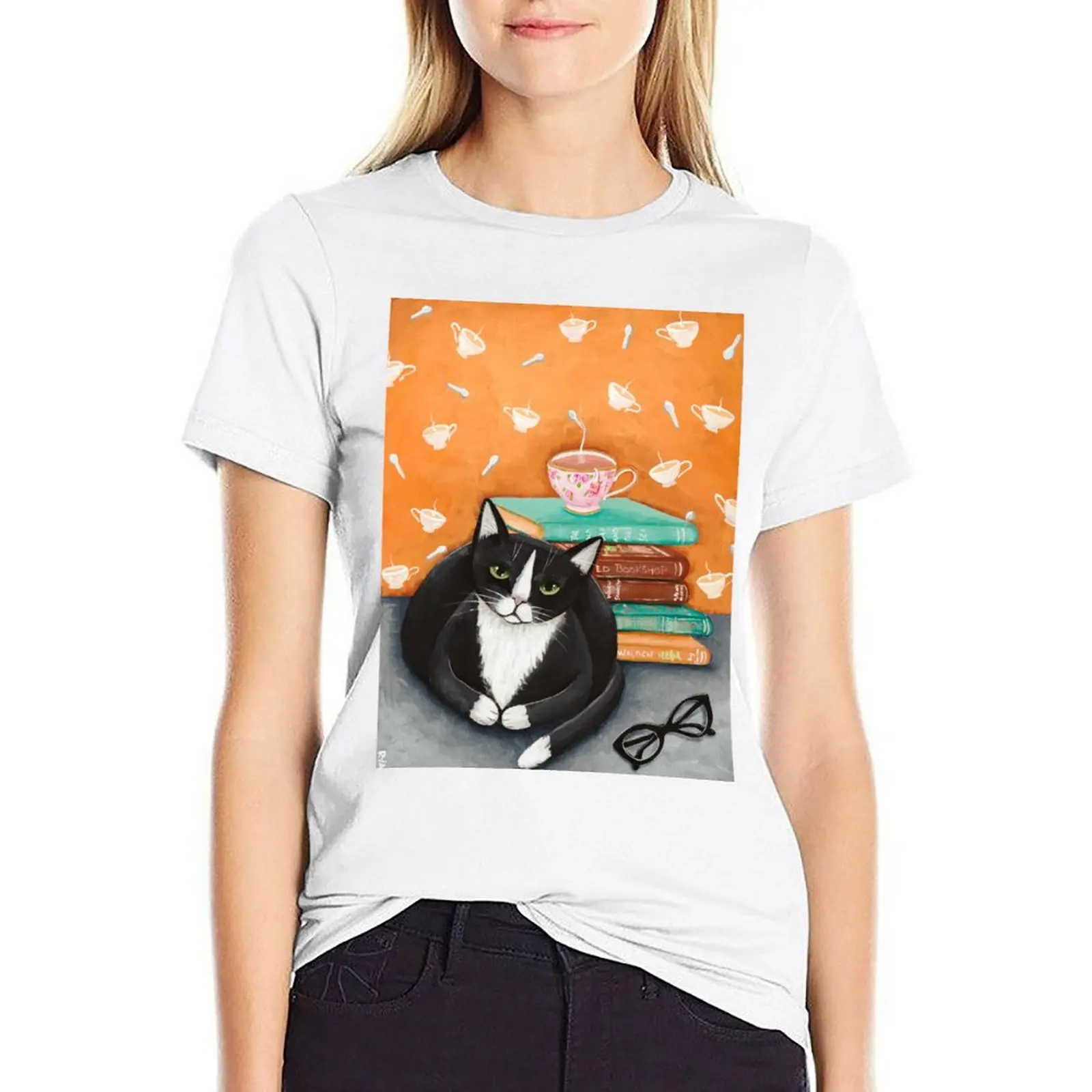 Tea, Books, and Cats T-shirt summer clothes summer tops workout shirts for Women loose fit
Tea, Books, and Cats T-shirt summer clothes summer tops workout shirts for Women loose fit