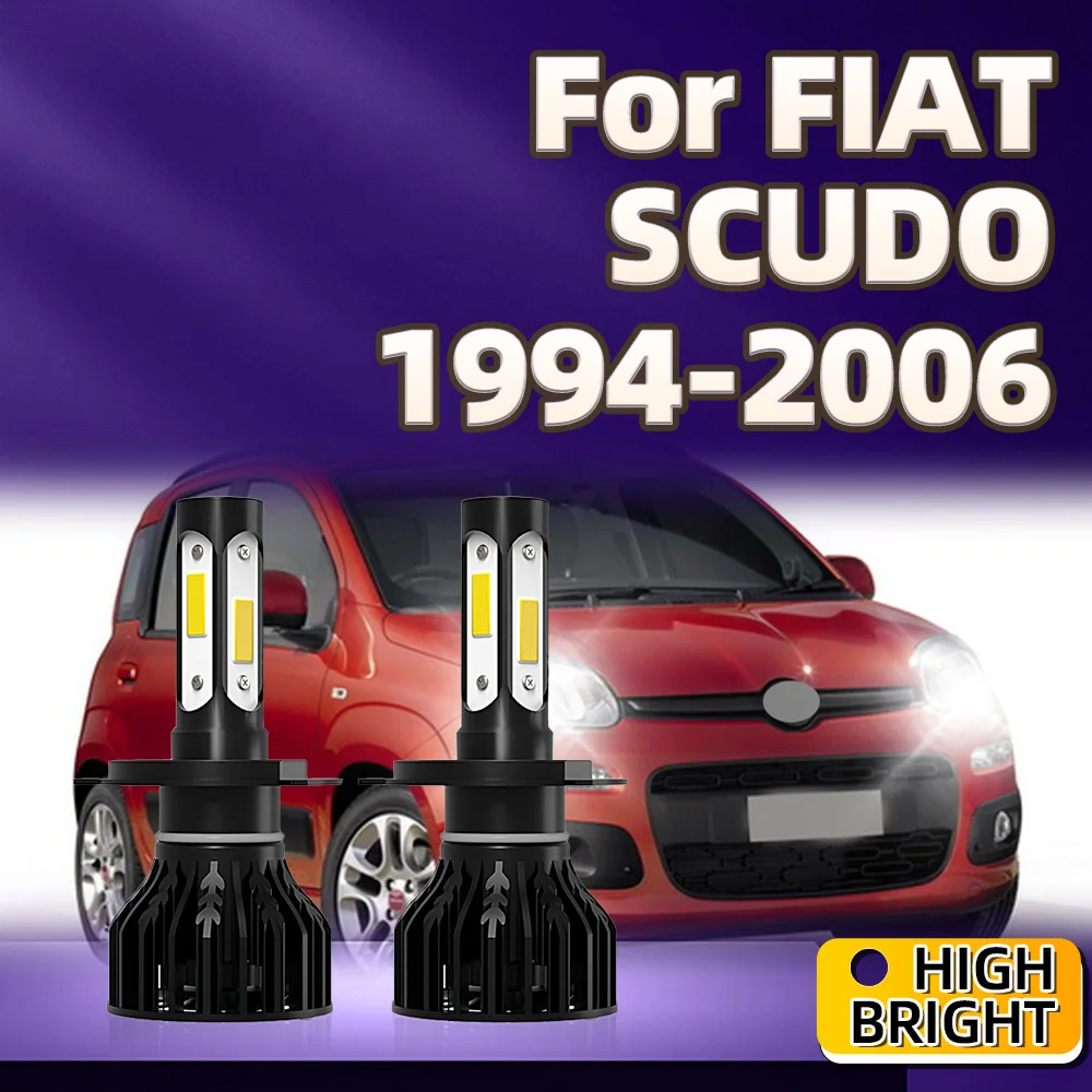 

2Pcs Led Bulbs 6000K H4 Car Headlight 4Side Chip For FIAT SCUDO 1994-1997 1998 1999 2000 2001 2002 2003 2004 2005 2006