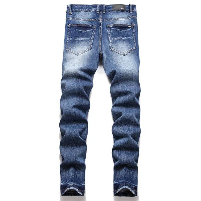 Men's Fashion Ripped Jeans Pants With Holes Streetwear Destroyed Denim Trousers With Holes Patches Washed Blue Distressed Bottom
Men's Fashion Ripped Jeans Pants With Holes Streetwear Destroyed Denim Trousers With Holes Patches Washed Blue Distressed Bottom