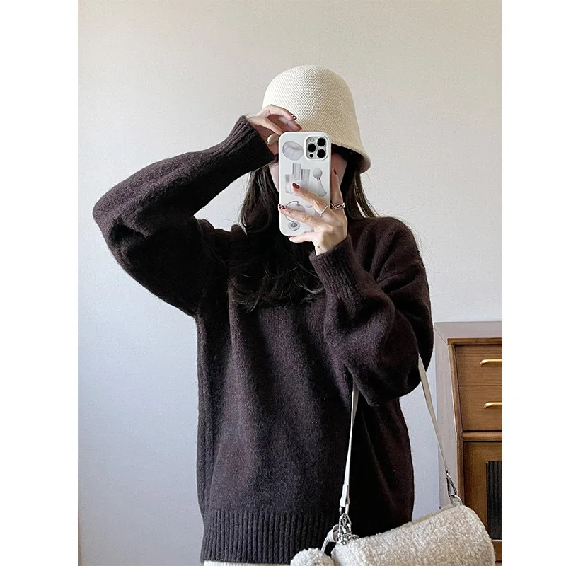 Women's Solid Color Turtleneck Long-Sleeved Sweater Simple Loose Shoulder Korean Dinified Sweater Pullover
Women's Solid Color Turtleneck Long-Sleeved Sweater Simple Loose Shoulder Korean Dinified Sweater Pullover