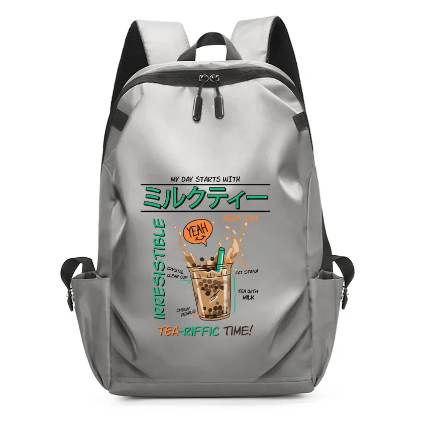 

Вместительный рюкзак для мужчин и женщин, водонепроницаемый расширяемый школьный ранец для ноутбука с USB-разъемом, с принтом в виде молочного жемчуга и чая