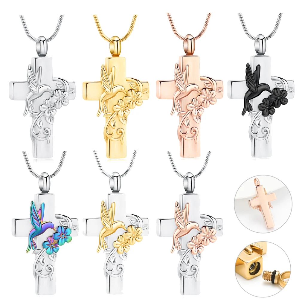 Cross With Hummingbird Cremation Necklace For Human/Pet Ashes Pendant Stainless Steel Customized Memorial Jewelry Necklaces
Cross With Hummingbird Cremation Necklace For Human/Pet Ashes Pendant Stainless Steel Customized Memorial Jewelry Necklaces