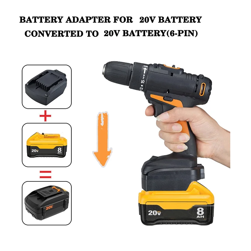 Адаптер для аккумулятора Dewalt серии DCB 20 в, преобразователь аккумуляторов для WORX 20 в 6 контактов, преобразователь литиевых аккумуляторов
Адаптер для аккумулятора Dewalt серии DCB 20 в, преобразователь аккумуляторов для WORX 20 в 6 контактов, преобразователь литиевых аккумуляторов
