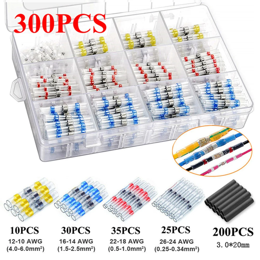 300PCS Waterproof Heat Shrink Solder Wire Connectors Seal Sleeve Butt Terminals Polyolefin Tubing Outer Hot Melt Adhesive Inter
300PCS Waterproof Heat Shrink Solder Wire Connectors Seal Sleeve Butt Terminals Polyolefin Tubing Outer Hot Melt Adhesive Inter
