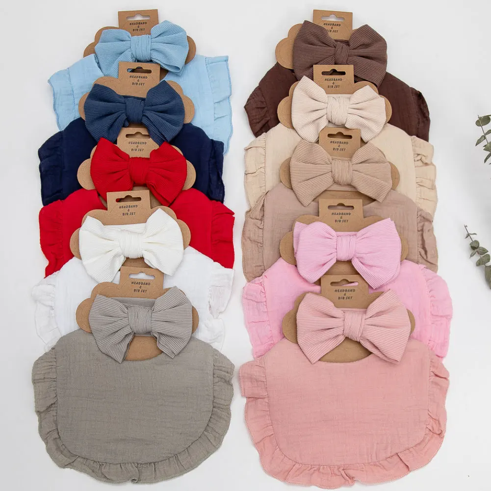 2Pcs/Set Ruffled Edge Muslin Cotton Baby Bibs Hair Bows Girls Headbands Solid Color Saliva Towel Feeding Burp Cloths Scarf
2Pcs/Set Ruffled Edge Muslin Cotton Baby Bibs Hair Bows Girls Headbands Solid Color Saliva Towel Feeding Burp Cloths Scarf