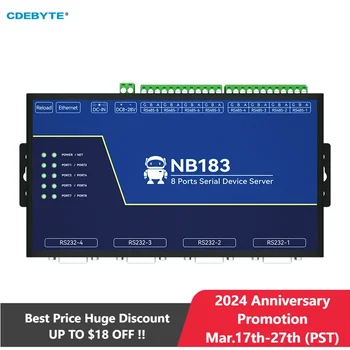 내장 워치독 시리얼 서버, RS485/232/422-RJ45 모드버스 RTU-TCP CDEBYTE NB183S, MQTT/HTTP IOT 모듈, 8 채널