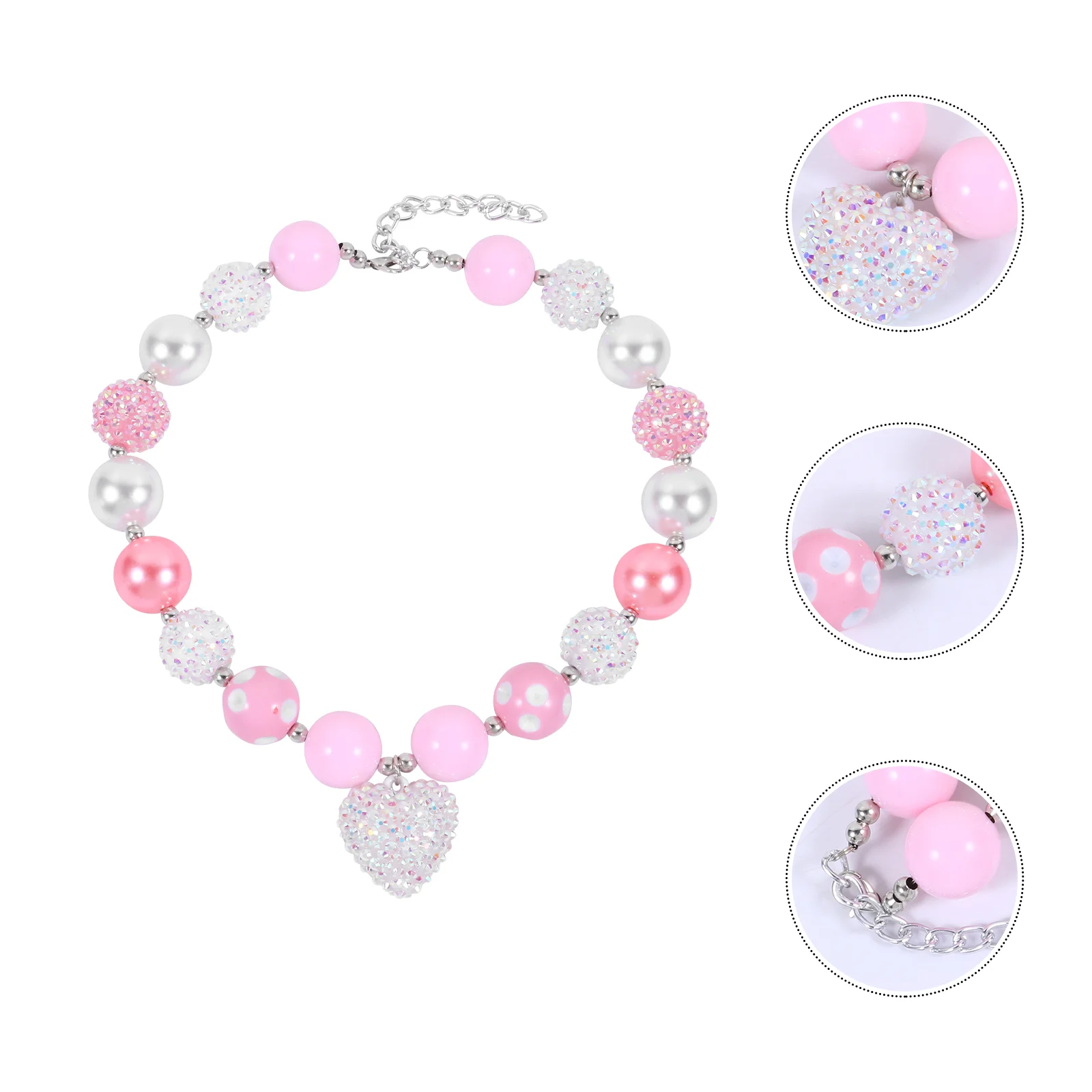 Bubblegum Jewelry Chunky Bubblegum Necklace Pink White Bead Necklace Shiny Heart Pendant Lovely Children Jewelry Pretend
Bubblegum Jewelry Chunky Bubblegum Necklace Pink White Bead Necklace Shiny Heart Pendant Lovely Children Jewelry Pretend