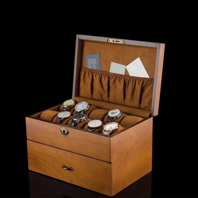 2 Layers Watch Storage Boxes Case Wood Watches Organizer with Lock Men Watch Display Gift Boxes Jewelry Holder 904L Steel Strip
2 Layers Watch Storage Boxes Case Wood Watches Organizer with Lock Men Watch Display Gift Boxes Jewelry Holder 904L Steel Strip