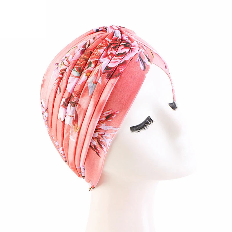 

New Women Printed Turban Indian Muslim Headwraps Chemo Cap Hijab Beanie Bonnet Head Wrap Bandanas Hair Loss Hat Headscarf Cover
