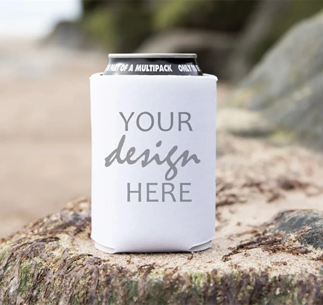 

Custom Can Cooler Mockup Can Hugger Mok up Can Chiller Mockup Beach Styled Stock Photo Wedding Photo Can Coolers
