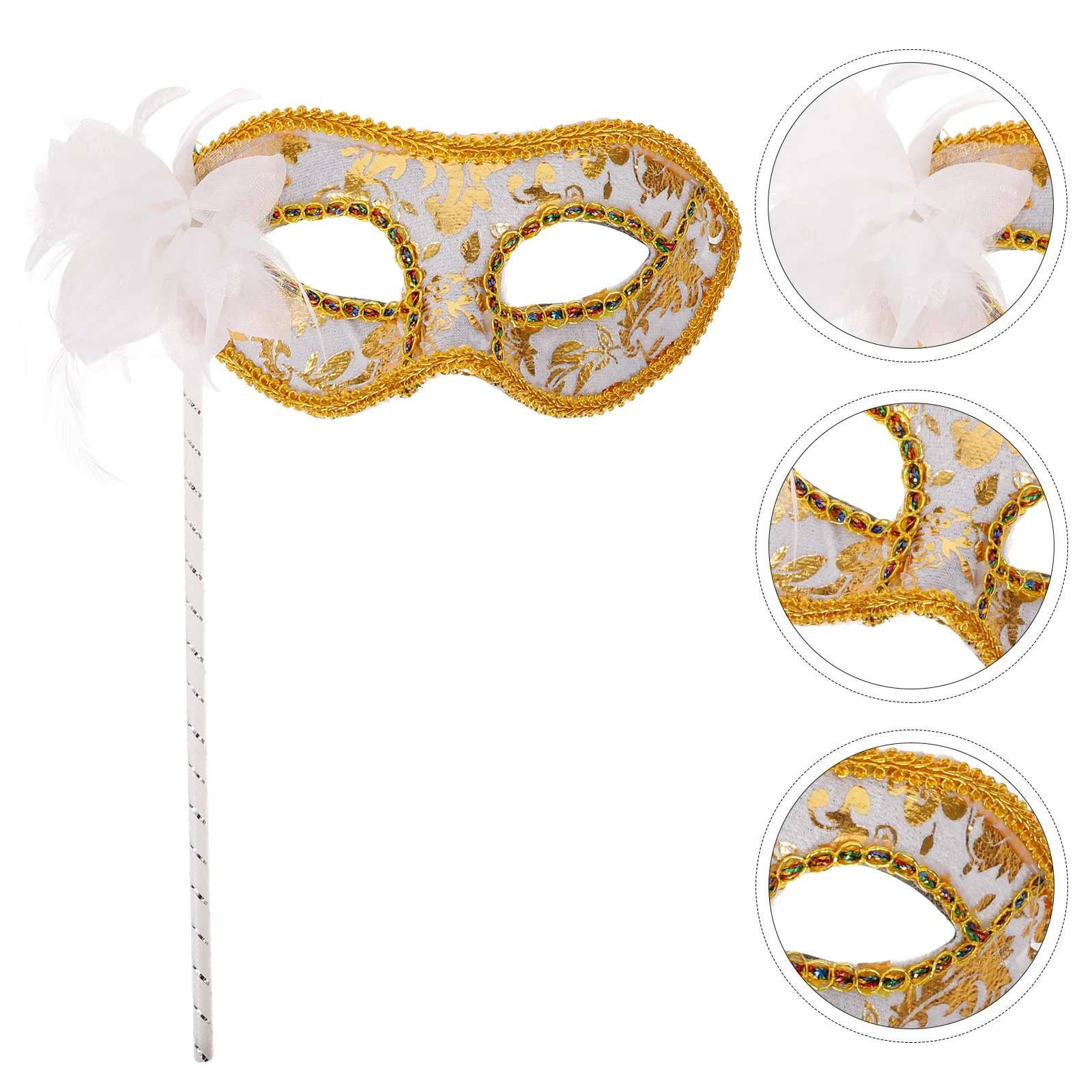 

Mask Holding Half Face Fancy Dress Masks for Women Makeup Masquerade with Stick Handheld Party Miss