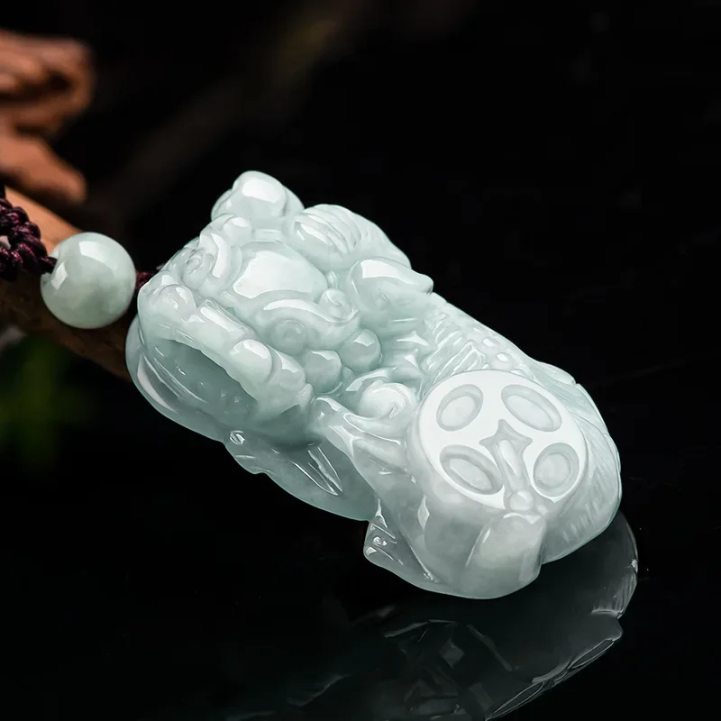 

Burmese Jadeite Pixiu Pendant Gemstone Natural Necklace White Real Gift Amulet Carved Accessories Charms Gemstones Jewelry Jade