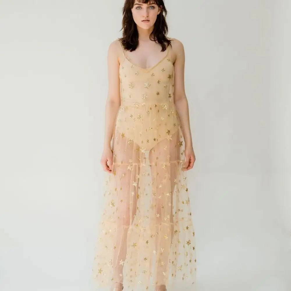 Through Bling Bling Dress Maid Dress Star Mesh Patchwork Women Cover Up Spaghetti Straps V-Neck Sling Dress Summer Tulle Dress
Through Bling Bling Dress Maid Dress Star Mesh Patchwork Women Cover Up Spaghetti Straps V-Neck Sling Dress Summer Tulle Dress