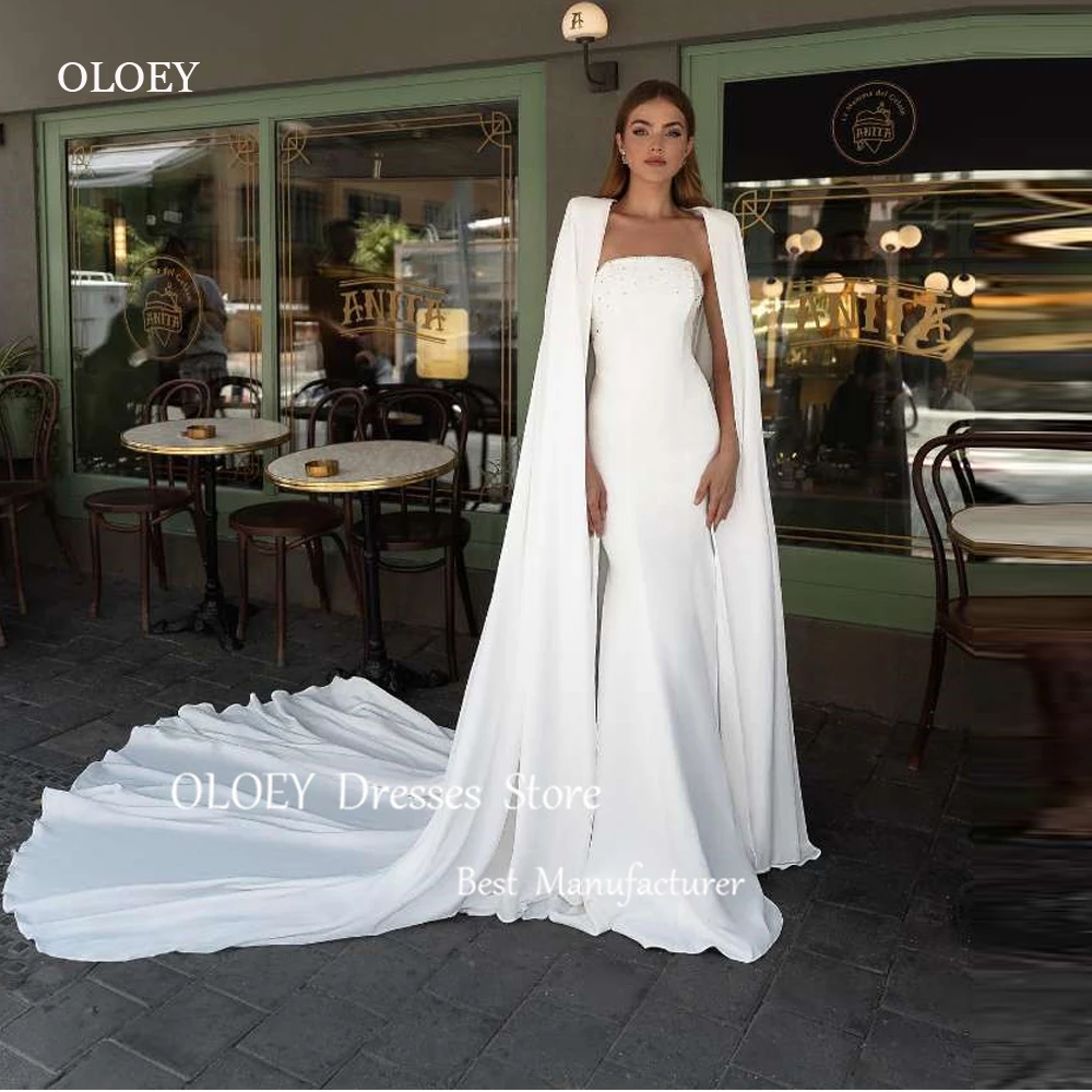 OLOEY 2024 Elegant Mermaid Wedding Dresses With Jacket Beads Strapless Long Sleeves Stretch Satin Bridal Gowns Vestido de noiva
OLOEY 2024 Elegant Mermaid Wedding Dresses With Jacket Beads Strapless Long Sleeves Stretch Satin Bridal Gowns Vestido de noiva