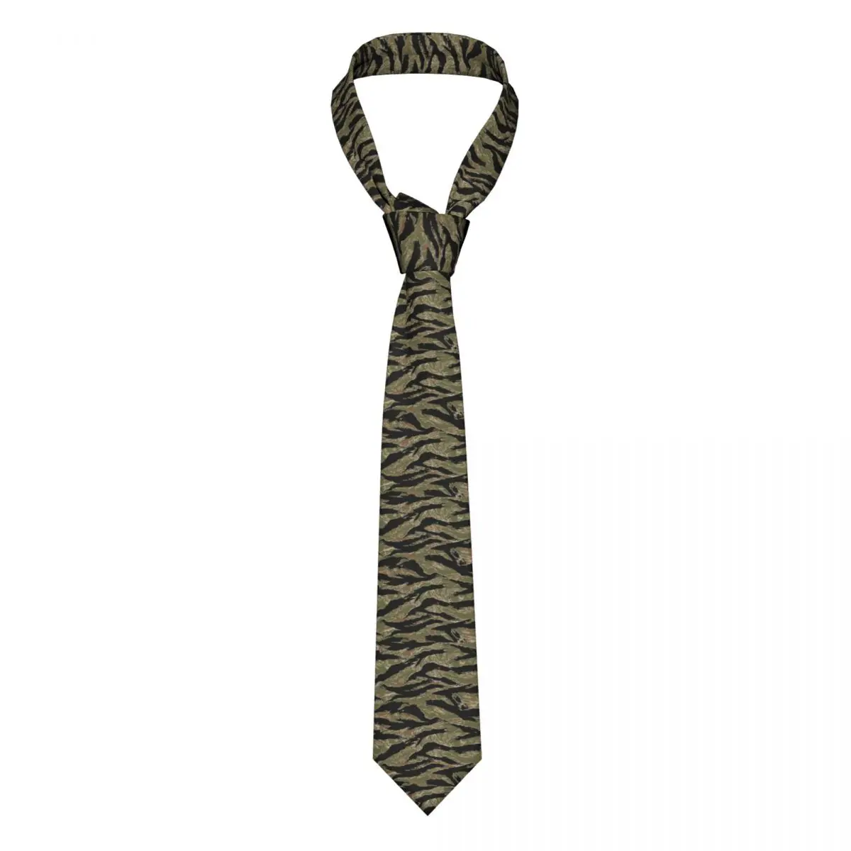 

Classic Tiger Stripe Camo Necktie for Men Custom Silk Military Tactical Camouflage Business Tie