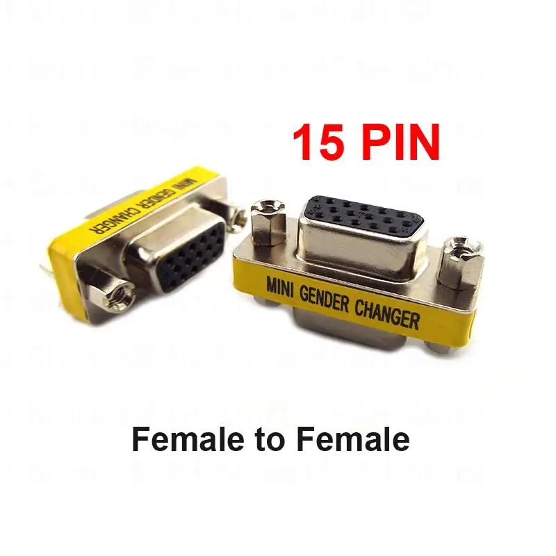 

1pcs 15pin VGA / SVGA Female to Female double F to F Cable Gender Changer Adapter F/F Extender Connector Joint Serial Port B4