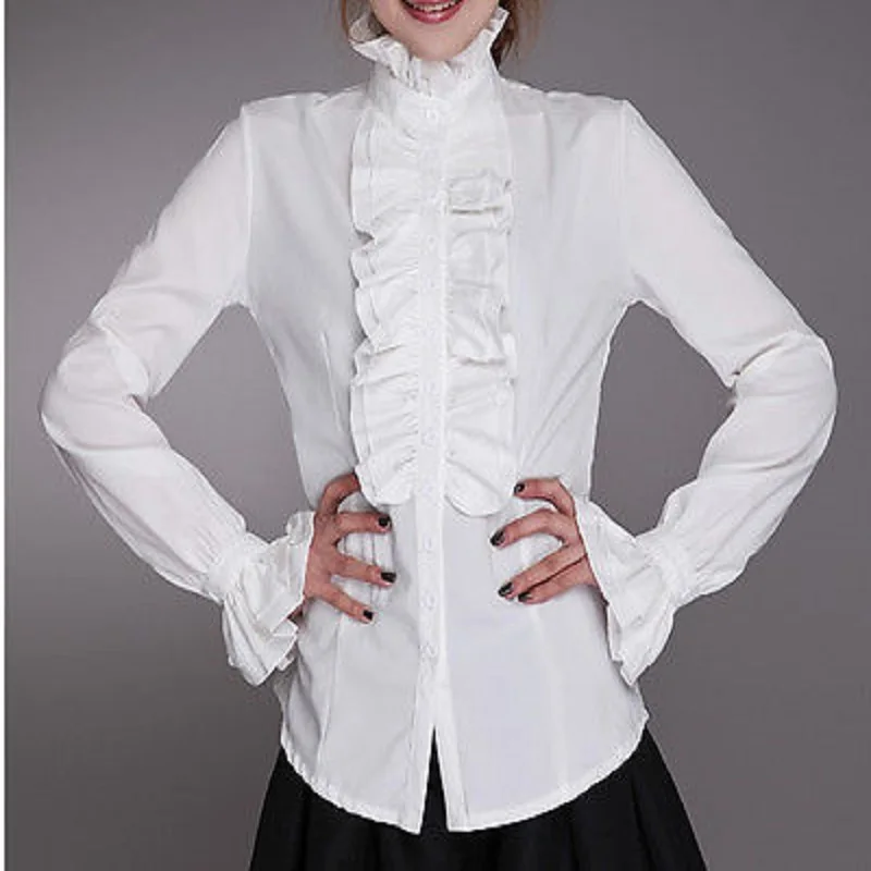 Women's Office Lady Shirt Vintage Retro Tops Stylish Long Sleeve Ruffled Stand Collar Gothic Plain Blouse for Party Work Wedding
Women's Office Lady Shirt Vintage Retro Tops Stylish Long Sleeve Ruffled Stand Collar Gothic Plain Blouse for Party Work Wedding