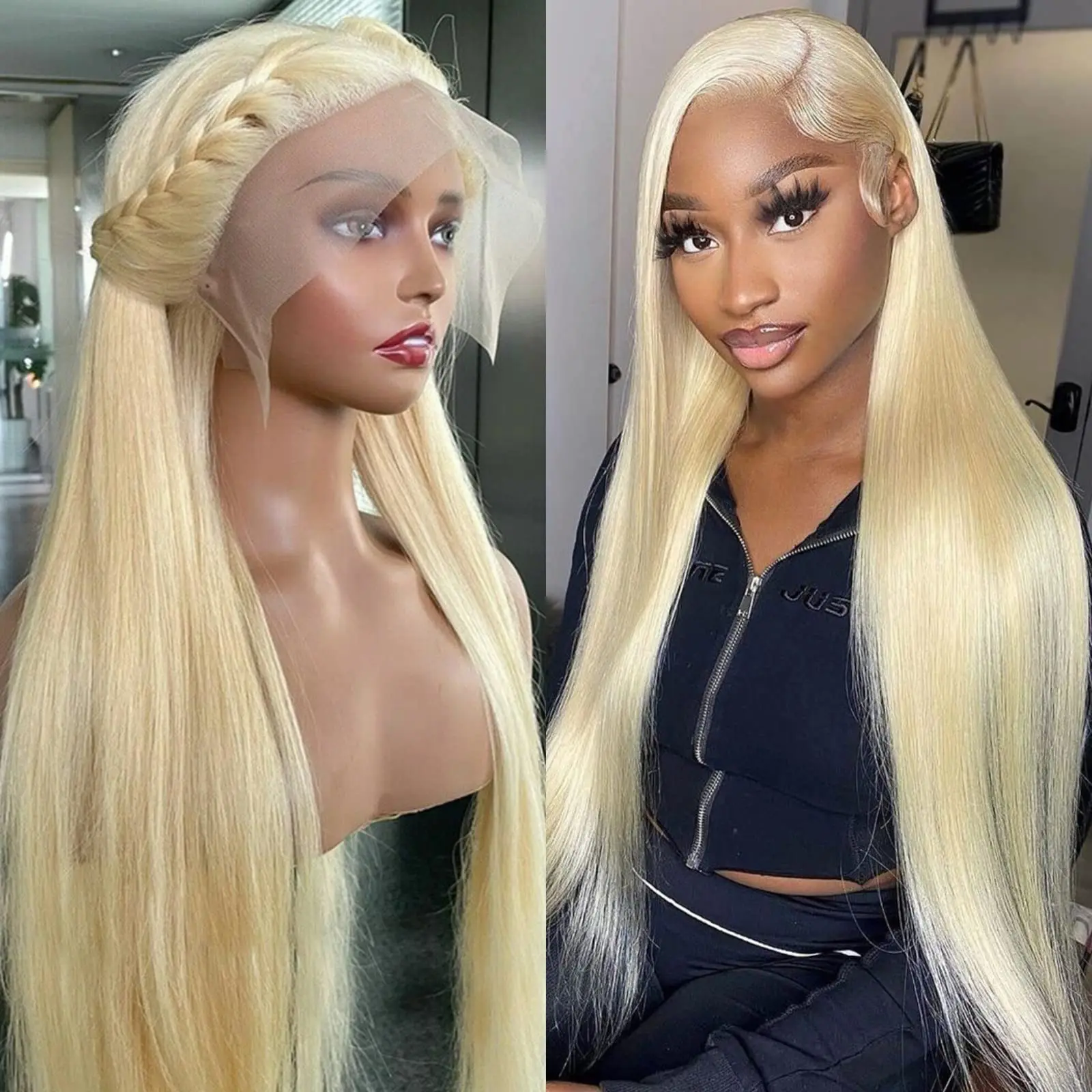 

Blonde Lace Front Wigs 613 Straight Lace Front Wig Human Hair 180% Density 13x4 Transparent Pre Plucked Lace Front Wig For Women