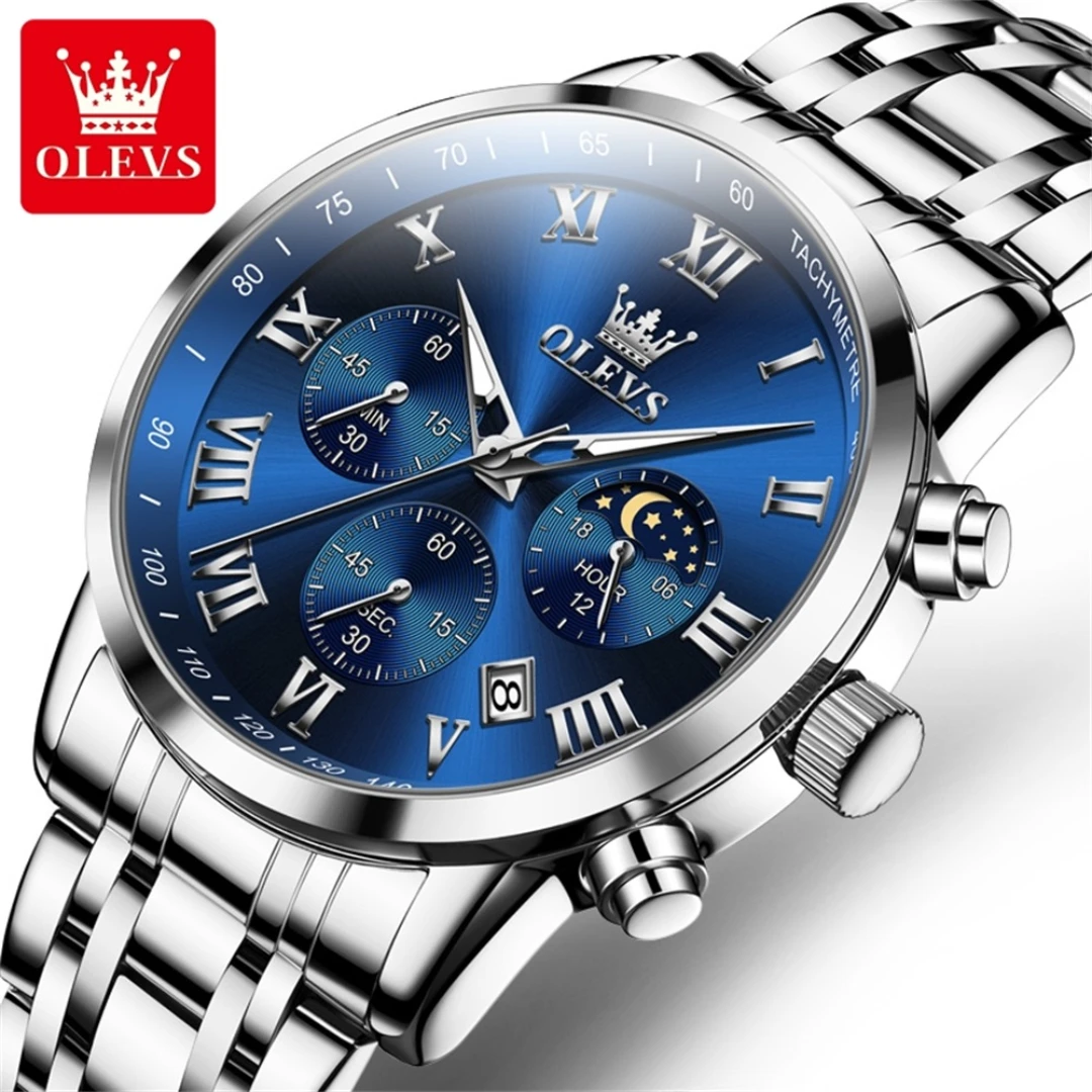 

OLEVS 5529 Business Quartz Watch Gift Round-dial Stainless Steel Watchband Calendar Luminous