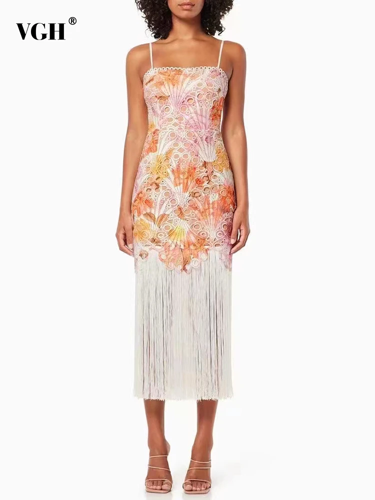 VGH Patchwork Tassel Sexy Camisole Dresses For Women Square Collar Sleeveless High Waist Colorblock Embroidery Dress Female New
VGH Patchwork Tassel Sexy Camisole Dresses For Women Square Collar Sleeveless High Waist Colorblock Embroidery Dress Female New