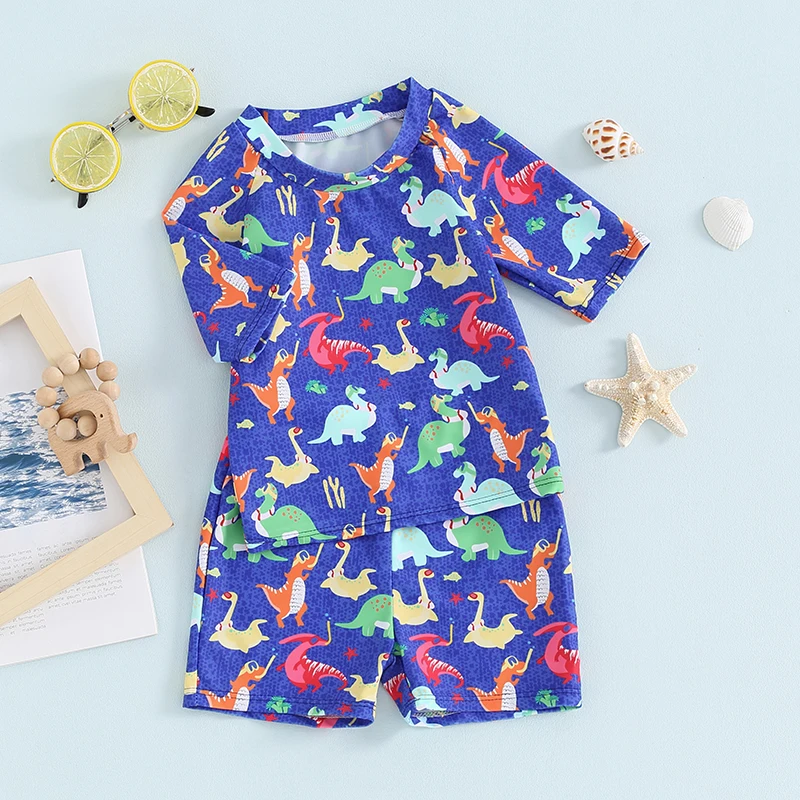 Little Boys 2 Piece Dinosaur Swimsuit Set Round Neck Short Sleeve Rash Guard Swimsuit Tops Swim Shorts Toddler Summer Suit
Little Boys 2 Piece Dinosaur Swimsuit Set Round Neck Short Sleeve Rash Guard Swimsuit Tops Swim Shorts Toddler Summer Suit