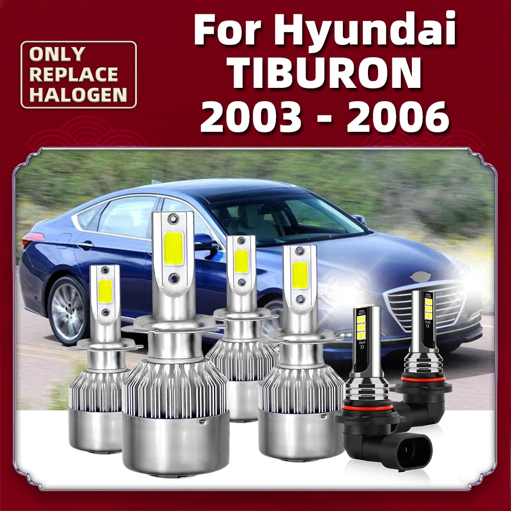 

Фонари головного света, фары дальнего и ближнего света, Турбовентилятор, лампы 6000K + Автомобильные противотуманные фары 12 В для Hyundai Tiburon 2003 - 2006 2005, комплект для замены