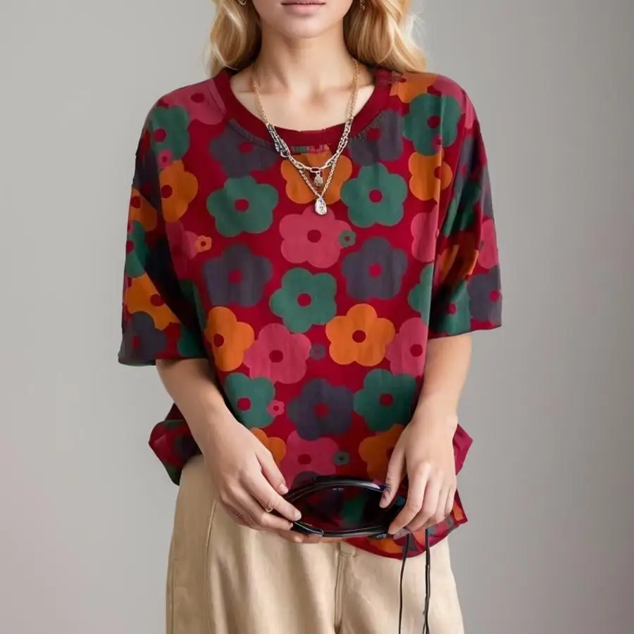 Dimanaf 2024 New Plus Size Summer Women T-Shirt Short Sleeve Striped Printing Basic Loose Red O-Neck Big Blue Tops T-Shirt New
Dimanaf 2024 New Plus Size Summer Women T-Shirt Short Sleeve Striped Printing Basic Loose Red O-Neck Big Blue Tops T-Shirt New