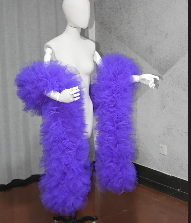 

Fashion Stage ball party Club bridal Tulle Boa Ruffle shawl wrap Custom color wedding accessories cape