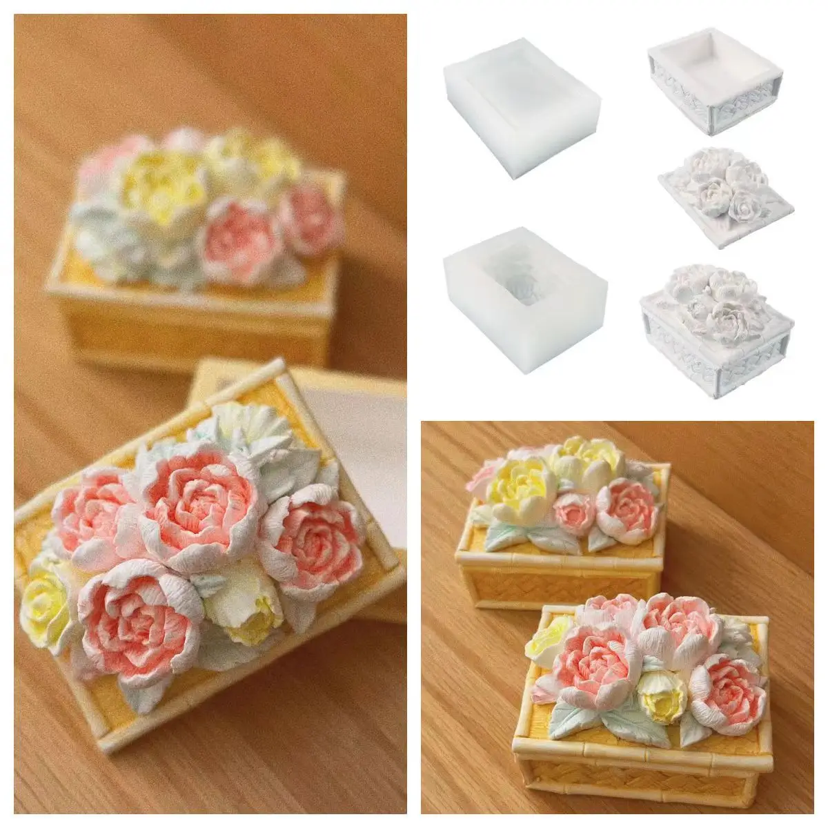 Flower Storage Box Silicone Mold Jewelry Storage Box Mold DIY Epoxy Resin Cement Gypsum Casting Crafts Home Decoration
Flower Storage Box Silicone Mold Jewelry Storage Box Mold DIY Epoxy Resin Cement Gypsum Casting Crafts Home Decoration