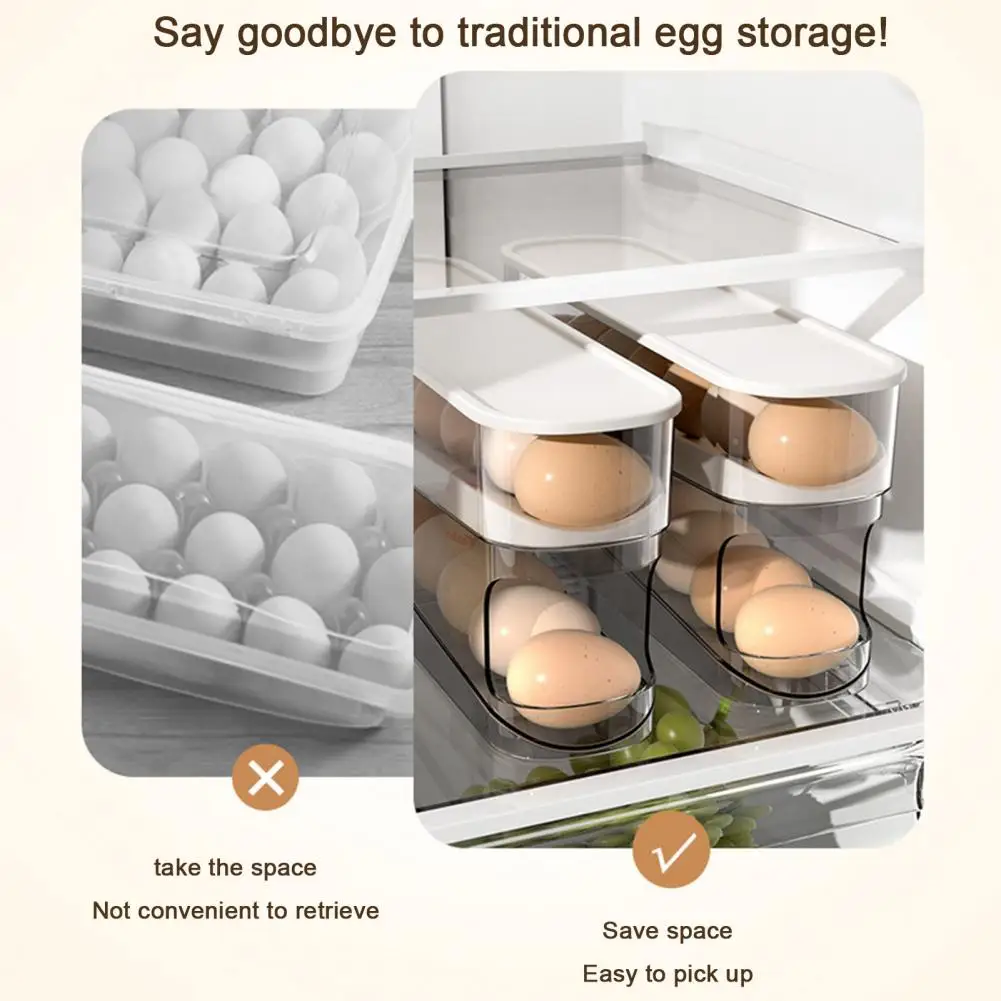No Assembly Egg Carton Double-layer Egg Holder Box for Refrigerator with Automatic Rolling Dispenser Space-saving for 12
No Assembly Egg Carton Double-layer Egg Holder Box for Refrigerator with Automatic Rolling Dispenser Space-saving for 12