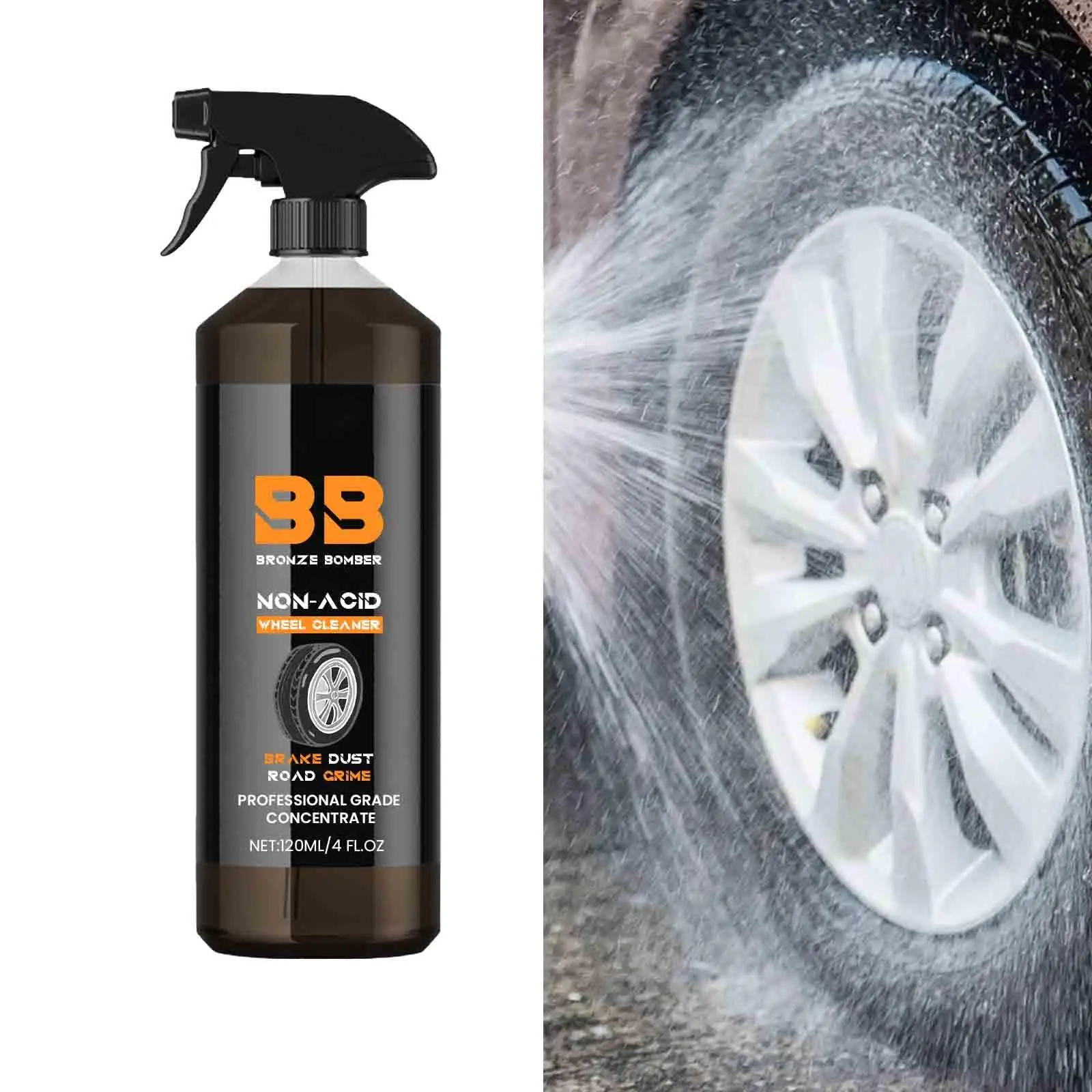 

Wheel and Tire Cleaner Safe for All Wheel Types 120ml 4 fl oz Dust Remover Rim Cleaner for Rvs Cars Motorcycles Suvs Trucks