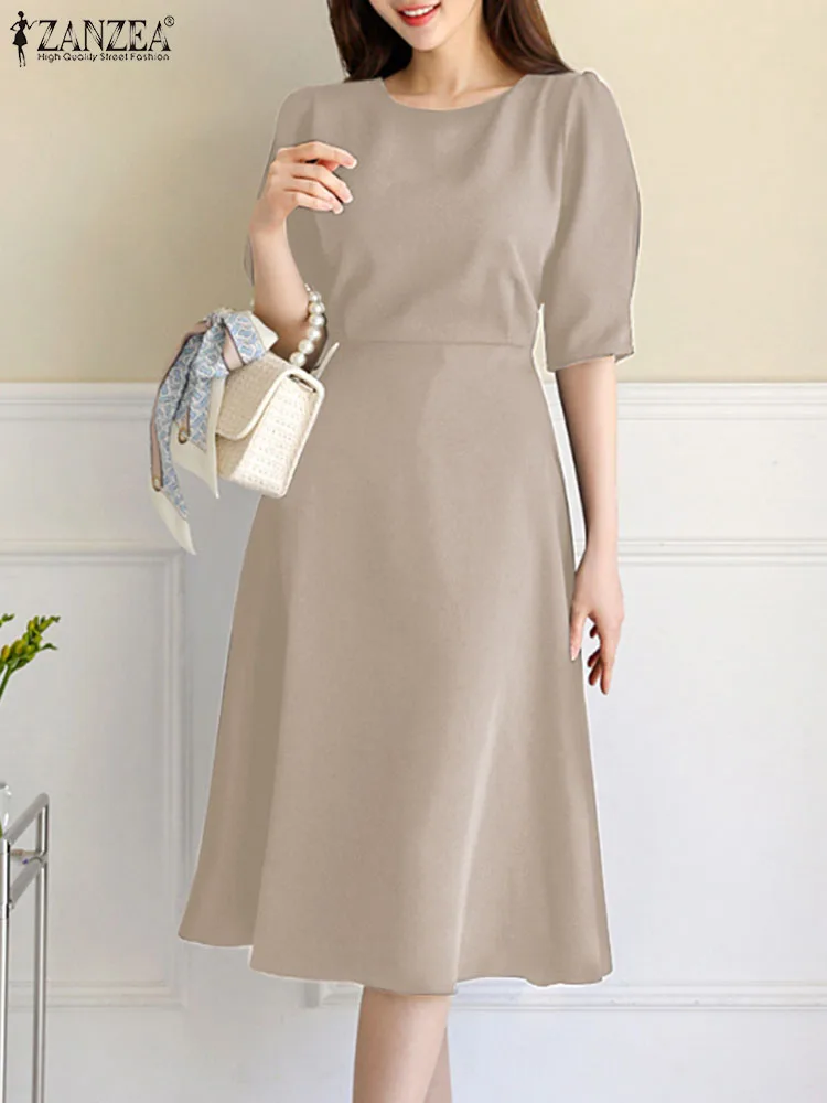 ZANZEA Fashion OL Office Sundress Summer Woman Puff Sleeve O-Neck Lace-Up Dress Female Casual Loose Sundress Vintage Vestidos
ZANZEA Fashion OL Office Sundress Summer Woman Puff Sleeve O-Neck Lace-Up Dress Female Casual Loose Sundress Vintage Vestidos
